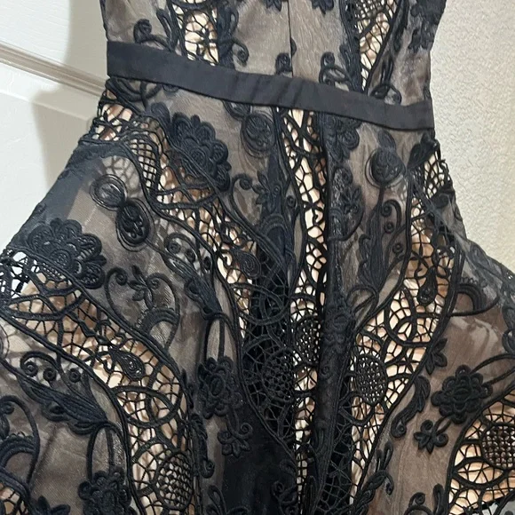 NWOT RARE Bebe Plunging Neckline Lace Overlay Dress Sz 2 - Picture 4 of 5